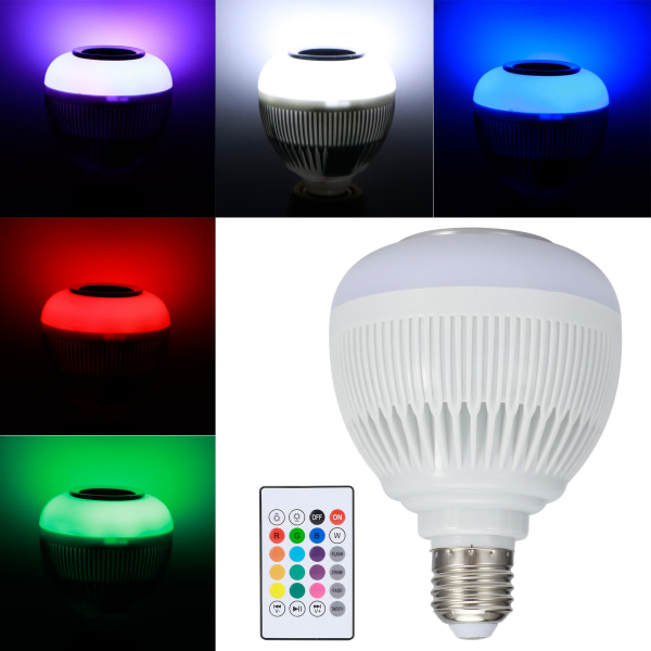 12W E26 RGB LED-bolllampa trådlös högtalare med 24 knappar