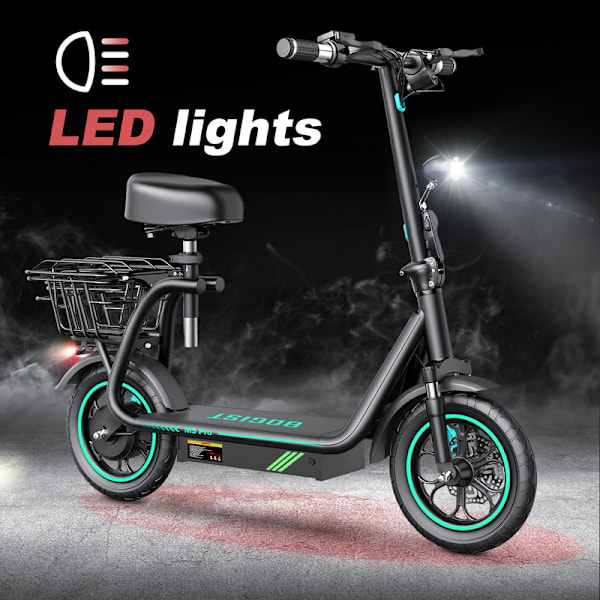 BOGIST M5 Pro hopfällbar elektrisk skoter,500W motor,48V 15AH batteri, topphastighet 45km/h,räckvidd 50 km,Fällbara stavar,Avtagbart säte,med korg