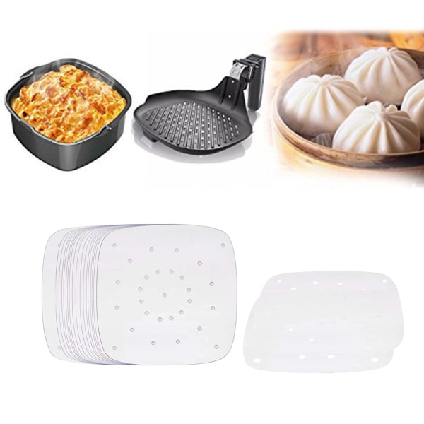 100 st Air Fryer Pappers Non Stick  Pads Perforerade Pergament