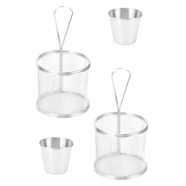 4 st/set Mini Fritöskorg Cylindrisk Pommes Frites Korg