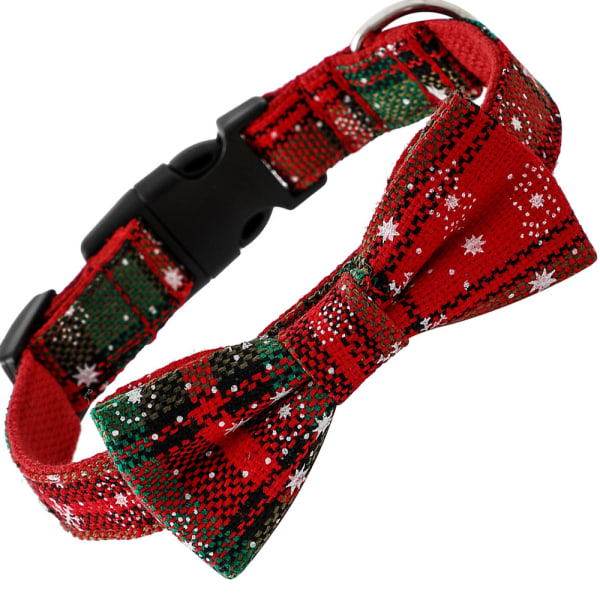 Hund Katt Halsband Fluga Buffalo Check Plaid Jul Vinter