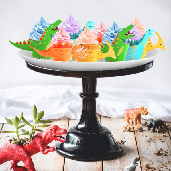 24 st dinosaurie cupcake wrappers dinosaurie cupcake toppers tårta