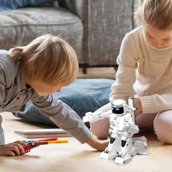 RC Battle Boxing Robot - RC Battle Boxing Robot with Sound Effect, Smart RC Boxing Robots 2.4G Humanoid, Interactive RC Robot for Parent and Child, 1 pc White