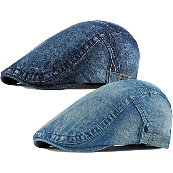 2-pakning Herre Denim Bomull Newsboy Caps Ivy Gatsby Kjøre Jakt Cabbie Hatter{HH}
