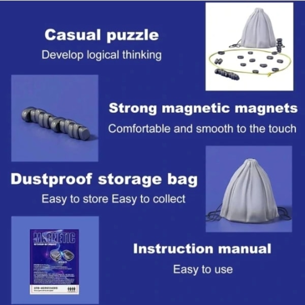 Magnetisk Sjakkspill - Magnetisk Brettspill - Morsomt Magnetisk Brettspill - Strategisk Puslespill - Julegave til Barn