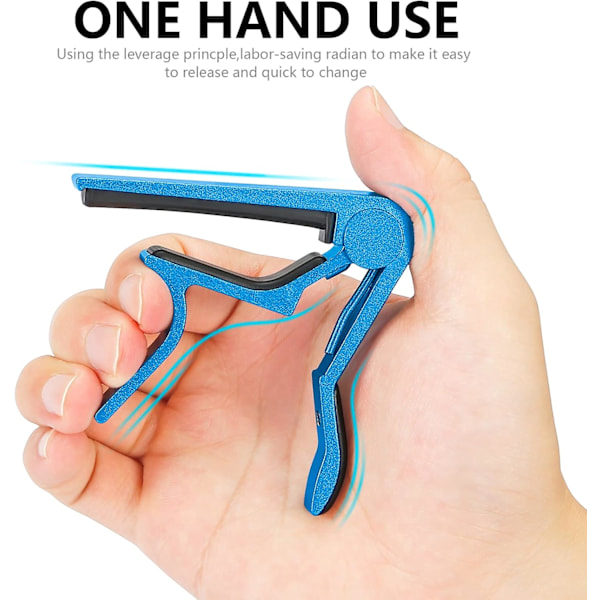Hurtigutløser capo for gitar, capo for akustisk gitar, klassisk gitar, elektrisk gitar, ukulele, bass, banjo (blå)