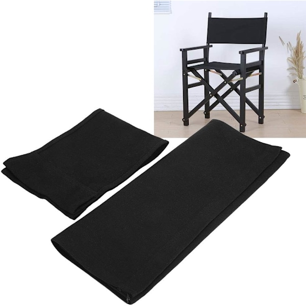 994338 Canvas Stolsöverdrag, 1 Set Regissörsstol Canvas Ersättningssits Tyg Heminredning Möbeltillbehör (Svart) Black
