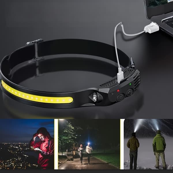 2 stk. Ultrasterke LED-hodelykter med bevegelsessensor, USB-oppladbare Exterior Headlamp 2pcs