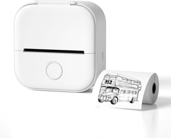 Bærbar Mini Klistermærkeprinter Bluetooth Håndholdt Blækfri Printer til Noter Etiketter Hvid