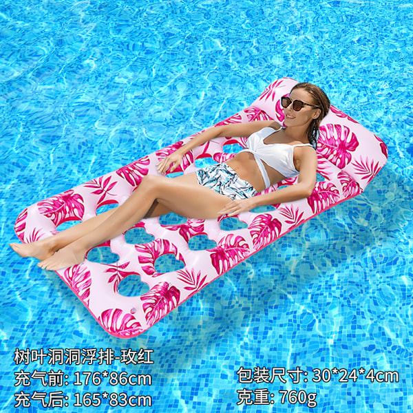 Ny oppblåsbar flytende rad utendørs sammenleggbar ryggstøtte klemme nett flytende seng vann oppblåsbare forsyninger lenestol flytende seng Rose red hole floating row EU patent CE certification