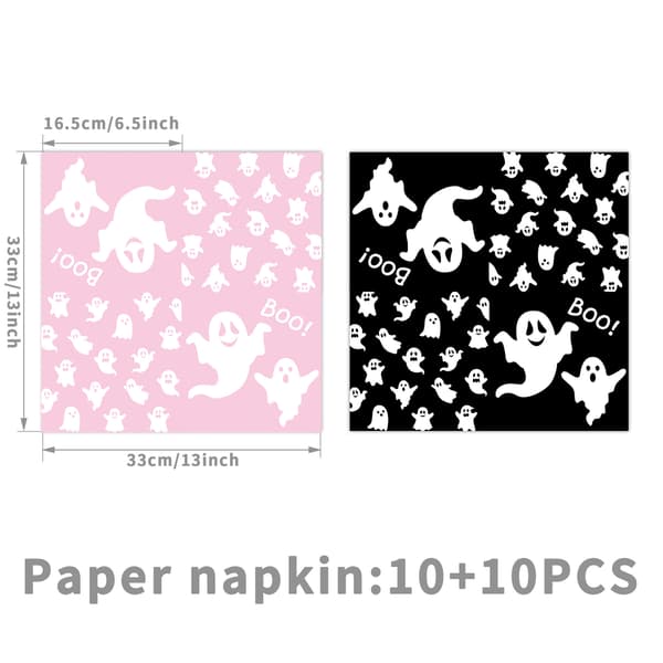 Halloween Servisset Engångspapperstallrikar Muggar Duk Spökfestdekoration 4-piece set