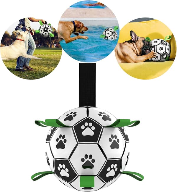 Hundelegetøj, Interaktive Hundefodbolde med Gribeflapper, Holdbare Hundebolde til Små og Mellemstore Hunde
