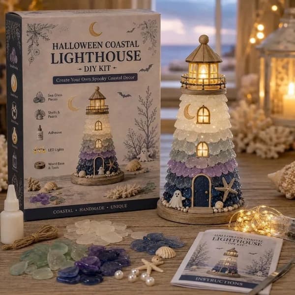 Bærbart DIY-julefigurssæt med lys til juledekoration Christmas Lighthouse DIY Kit - Tree