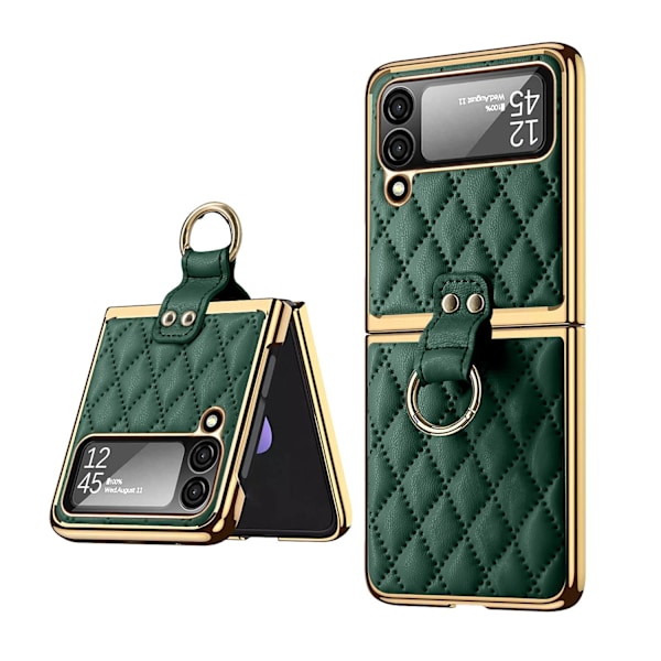 Läderfodral med Ringhållare Kameraskydd för Samsung Galaxy Z Flip 3 5G med Fingerring Stötsäkert Linsskydd