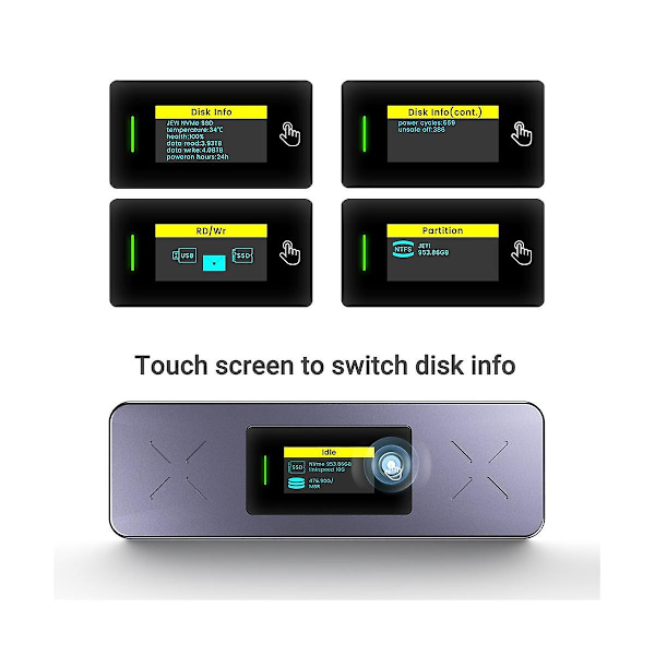 I9x Smart M.2 NVME/SATA SSD-kabinett, USB 3.2 Gen 2 10Gbps, Extern M2 Adapterfodral Stöd M-