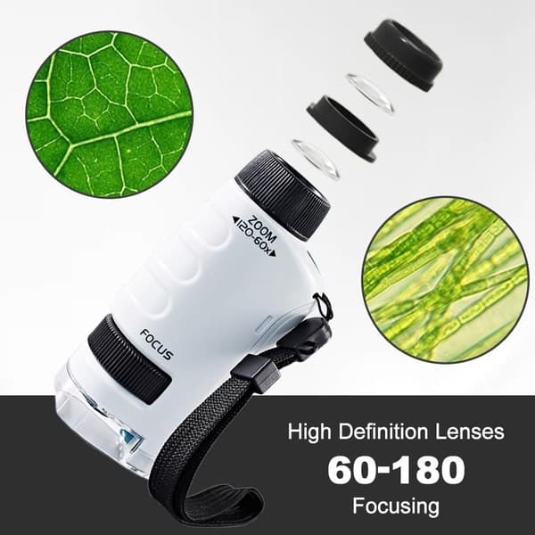 Original Miniskop til børn, Miniskop børn, Bærbart Mini Scope 60x-120x til videnskabelige eksperimenter udendørs