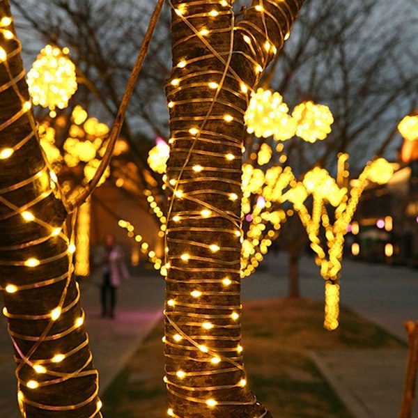 Lyslenke 50M 400 LED Varm Hvit Vanntett 8 Lysmoduser for Innendørs Utendørs Fest Hage Bryllup Juledekorasjon