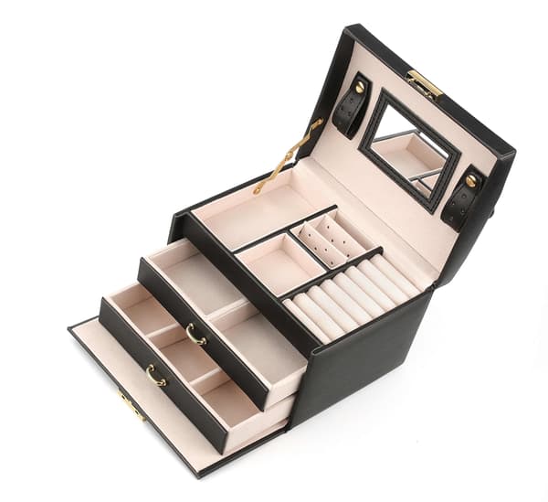 Luxury Jewelry Box - Compact Design with Maximum Style Space Svart black