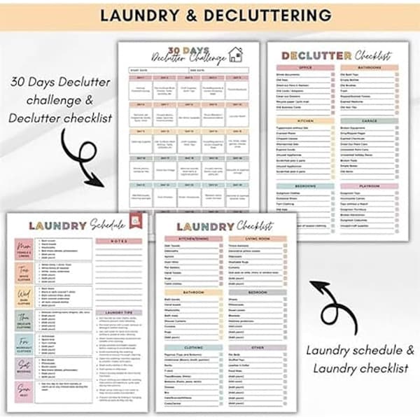 Cleaning Planner, Organization Tool - Chore Planner, Editable Cleaning Schedule Book for Home, Daily, Weekly, and Monthly Annual Cleaning Checklist (1 pc)