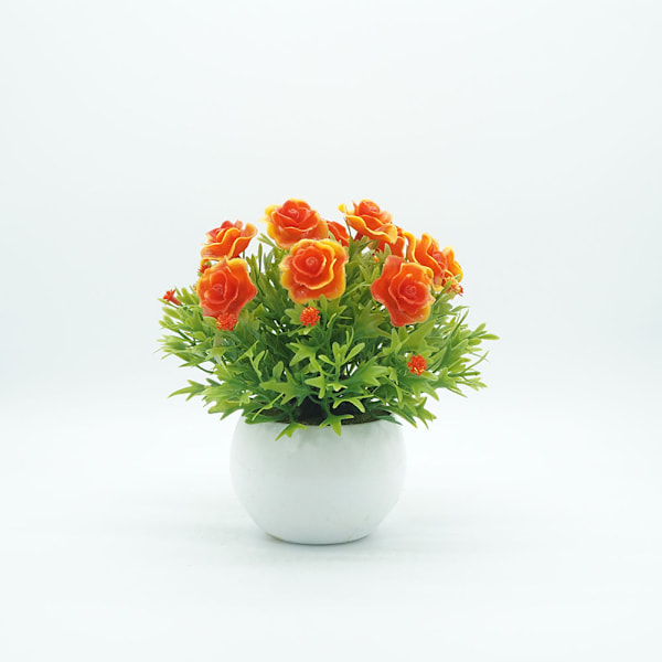 Konstgjord krukväxtdekor Simulation Bonsai Blomkruka för Hemmakontor (Orange)