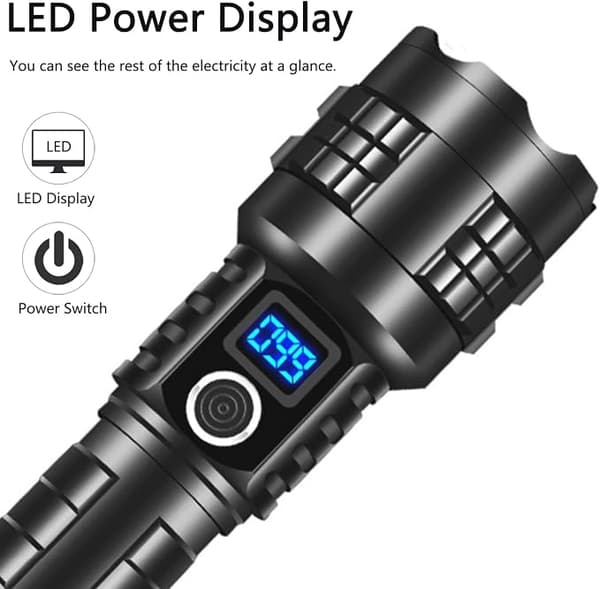 Super Bright High Lumen Flashlight, Rechargeable, 100,000 Lumen LED Flashlight, Brightest Flashlight for Camping, Emergencies