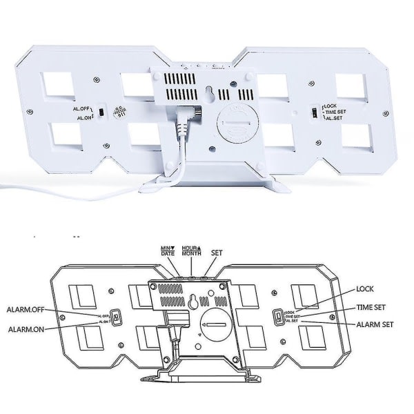 3D digital väckarklocka, vägg LED digital klocka