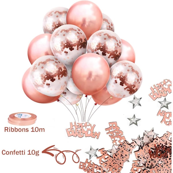 Syntymäpäivä Pinkki Ilmapallo Hyvää Syntymäpäivää Garland Kit, Ruusukulta Pöytä{HH}