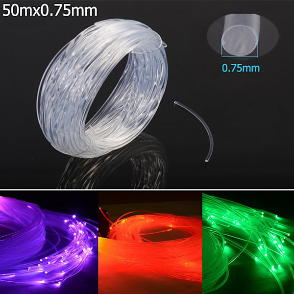 50m x 0.75mm/1.0mm Fiberoptisk Kabel Endeglød LED Lys