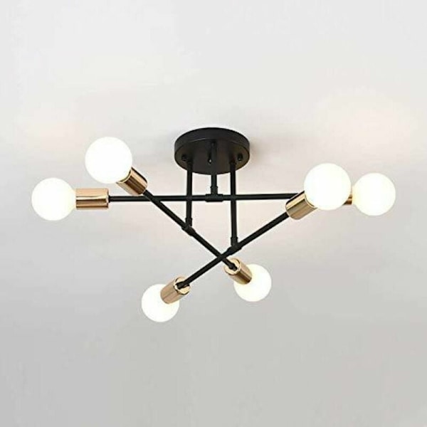 Modern taklampa, retro lampa 6 lampor, E27 industriell pendellampa vardagsrum sovrum kök pendellampa, inomhusbelysning