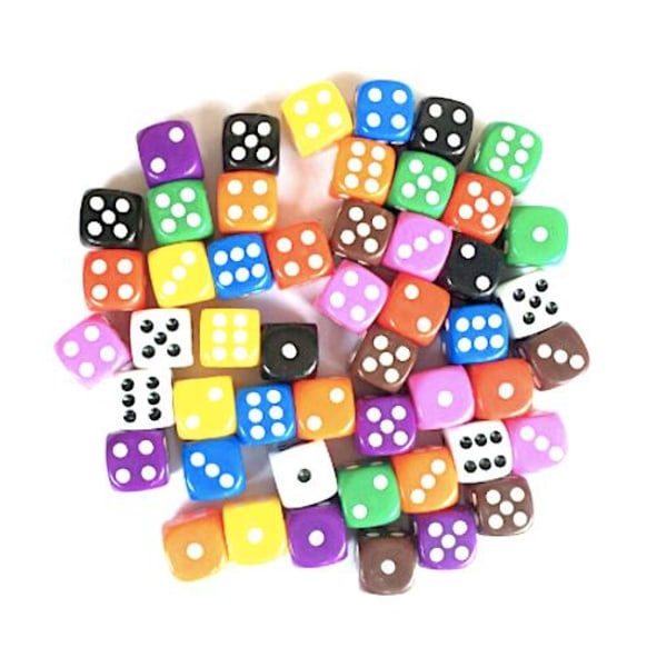 100-pak Terninger / Dice - Seks-sidet til Fest/Spil/Puslespil Multicolor multicolor