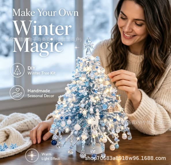 Tee-se-itse helmikuusisarja, jouluhelmikäsityösarja, käsintehty joulukoristesarja Winter Magic