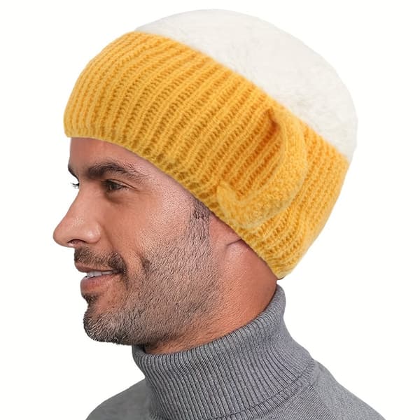 Ölsejdel Mössa Stretchig Vinterstickad Mössa Lekfull Humledesign Yellow