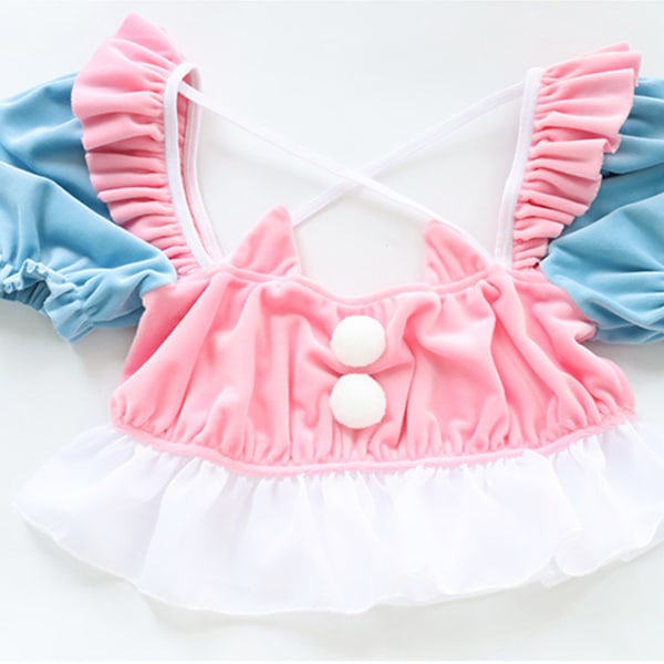 Lolita Søt Pyjamas Puff Ermer Tube Top og Shorts Undertøysett Anime Cosplay for Katteører Pyjamas Fristelse Linge