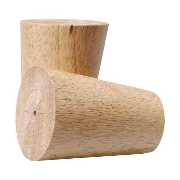 Furniture Legs 6 cm Solid Wood with Mounting Plate and Screws for Sofa, TV, Bed, Dining Table - 6 cm