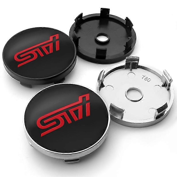 4 st 56+60 mm Bilhjulnavcentrumkåpor Dekal Fälgskydd Autoemblem Styling för Subaru STI Impreza Forester XV Tribe 60mm Black