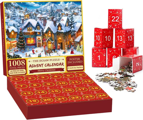 Adventskalender Jule Nedtelling Puslespill 1008 Brikker for Voksne og Barn