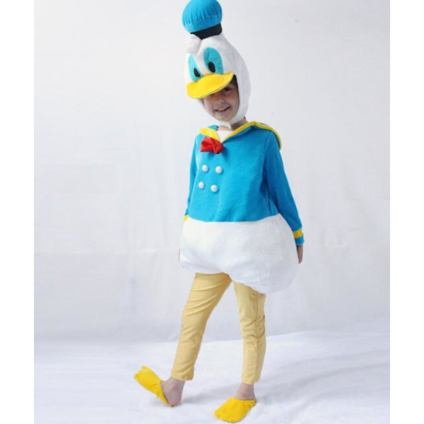 Anders And Børne Cosplay Kostume med Gratis Hat S