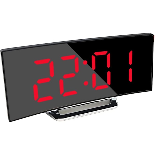 Digital Väckarklocka för Sängbord, LED-Väckarklocka med Display, Nattlampa, USB-Laddningsport, för Sovrum, Röd