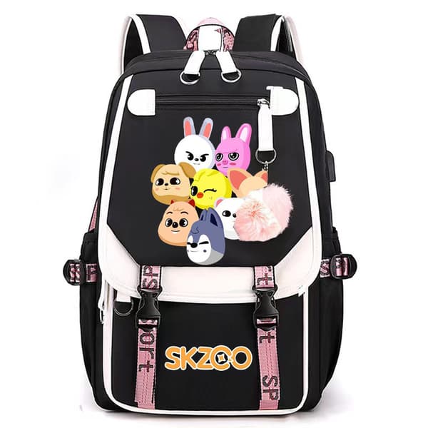 Large Capacity Travel Backpack with USB Charging - Trendy School Bag for Students with Laptop Compartment Black 2