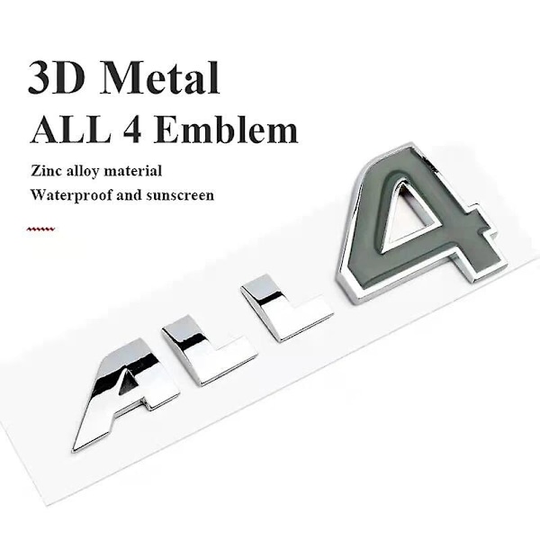 3D Metallinen Musta Punainen All 4 Logo All4 -tunnus Kirjaimet Automerkki Tarra Mini Countryman R60 S Cooper S All 4 Tarra Lisätarvikkeet