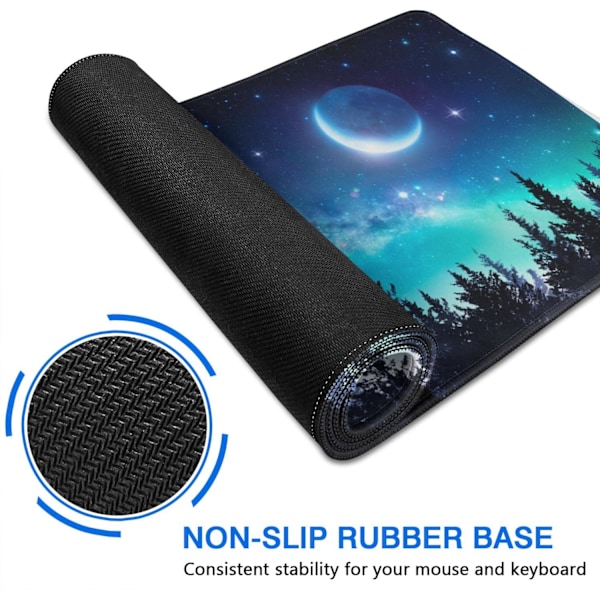 Galaxy Stor Musemåtte, Skrivebordsmåtte med Skridsikker Base, Udstrakt Musemåtte XXL, Tastatur Musemåtte, Skrivebordsmåtte Ovenpå Skrivebordet (90x40 cm)