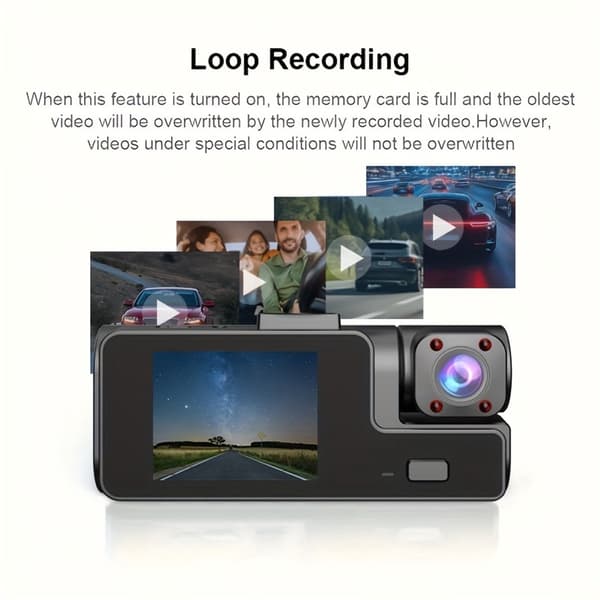 Dobbelt dashbordkamera foran og bak 1080P bilkameraopptaker nattsyn G-sensor
