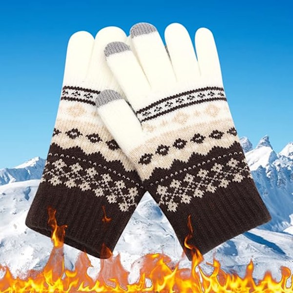 Vinterhandskar för kvinnor, Julhandskar med pekskärm, fleecehandskar, snöflinga, varma stickade handskar, julklappar, strumpor