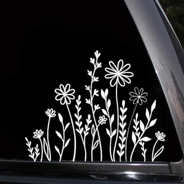 15 x 15 x 15 cm Villikukat Boho Hauska Heijastava Auton Vinyylitarra, Kasvien Ystävän Lahjaidea, Puskuritarrra, Autotarra