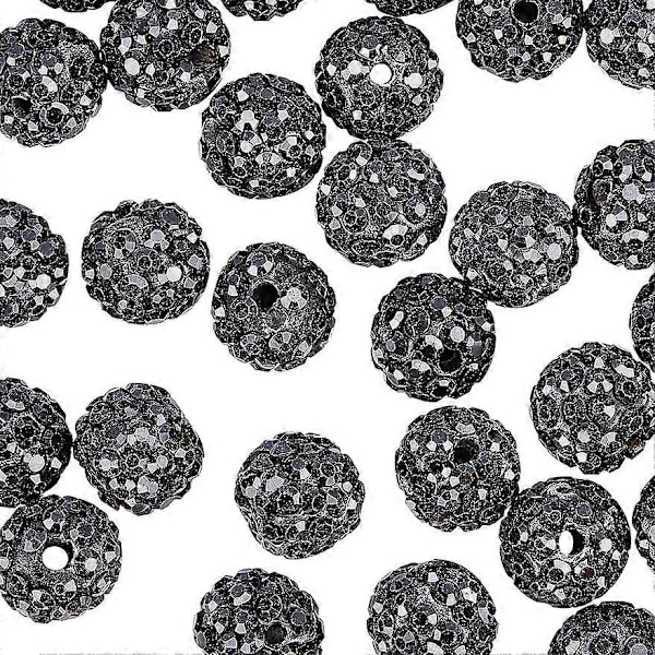 100 st 10 mm svarta strasspärlor Pave Disco Ball lera pärlor polymerlera strasspärlor