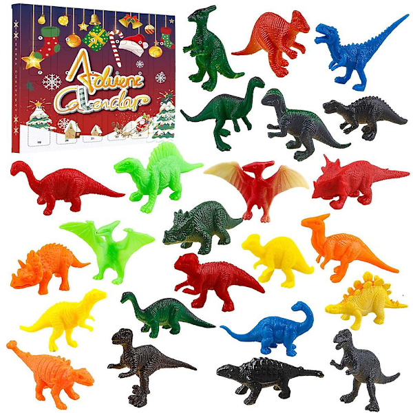 Julekalender med dinosaurer - Overraskelseslegetøj i en blind box, 24 forskellige dinosaurer