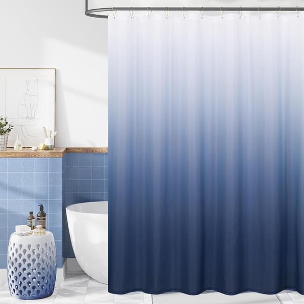 Mögelresistent Duschdraperi Marinblå Ombre Vattentätt Enkel Installation Polyester Med Krokar 180x180 Cm