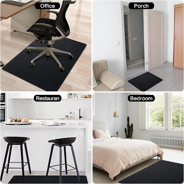 Kontorstolmatte 120 * 90cm, Sunfry Kontorstolmatter for harde gulv, Sklisikker gulvbeskyttelsesmatte (120 x 90cm, Svart)