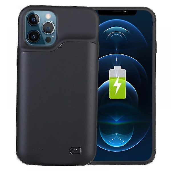 Ladeetui for iPhone 12/12 Pro/12 Pro Max/12 Mini med 6500 mAh Batteri, Oppladbart, Portabelt, Eksternt Batterietui, Blå Black