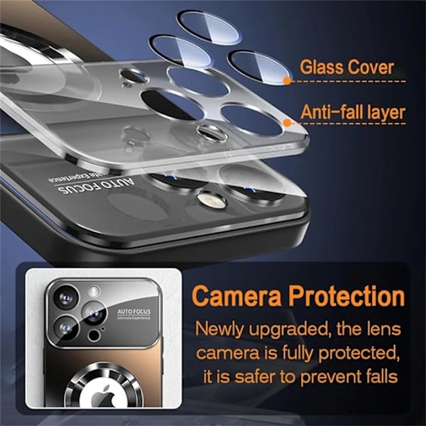Magnetisk Serie Designad för iPhone Skal [Kompatibel med MagSafe] [Militärklassat Fallskydd & Fullständigt Kameralinsskydd Matt (Silver, iPhone 16 Pro Max)